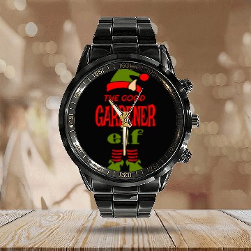 Discover GARDENER Elf Good Christmas Matching Pajama Party Calendar Steel Band Watch
