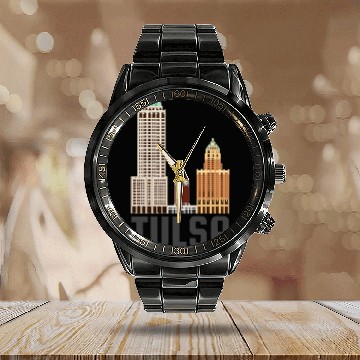 Discover Art Deco Tulsa Baseball Tees Calendar Steel Band Watch