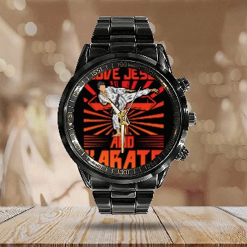 Discover I love Jesus and Karate Student Lustiger Spruch Calendar Steel Band Watch