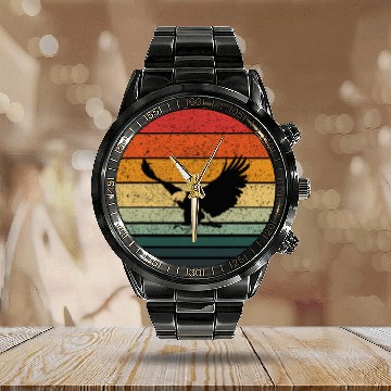 Discover Eagle Hawk vintages Retro Art Design Baseball Tees Calendar Steel Band Watch