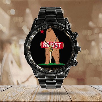 Discover Funny Bear californias Resist Cute Bears Zip Calendar Steel Band Watch