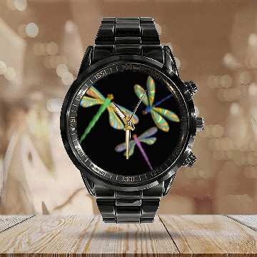 Discover Dragonfly I Nature Art I Insect Lover I Bug I Dragonfly Calendar Steel Band Watch