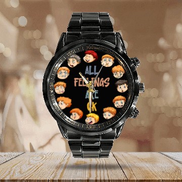 Discover All Feeling Are Okay Funny School Teacher Psychologist Calendar Steel Band Watch