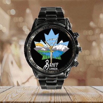 Discover Banff Alberta Canada National Park vintages Landscape Calendar Steel Band Watch