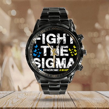 Discover Fight the Sigma Down Syndromes Awareness Month Blue Yellow Baseball Tees Calendar Steel Band Watch