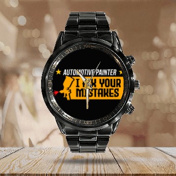 Discover Fix Mistakes Automotive Painter Auto Body Car Lover Graphic Zip Calendar Steel Band Watch