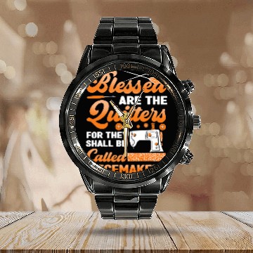 Discover Sewing Machine Blessed Are The Quilters Sewing Machine Accessories Sewer 1 Zip Calendar Steel Band Watch
