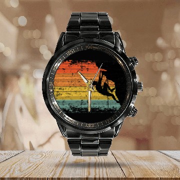 Discover Climbing Climber vintages Bouldering Rock Climbing Climb Zip Calendar Steel Band Watch