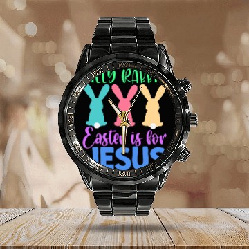 Discover Christian Silly Rabbit Easter Is For Jesus Easter Sunday Christ Calendar Steel Band Watch