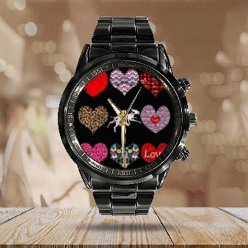 Discover Funny Dalmatian Mom Hearts Pattern Valentines Day Dalmatians Dog Calendar Steel Band Watch