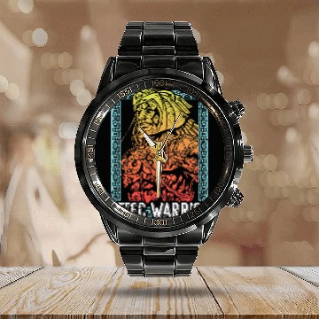 Discover Aztec Warrior King Mexican Native Art Maya Mayans 3 Calendar Steel Band Watch