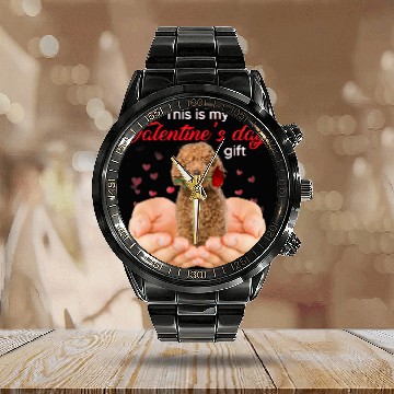Discover Cute Labradoodle This Is My Valentines Day Pajama Calendar Steel Band Watch