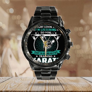 Discover Might Look Like Listening But In My Head Training Karate Calendar Steel Band Watch