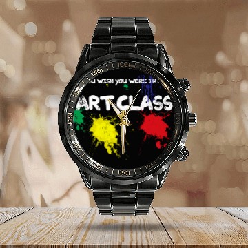 Discover Back to School Art Class Baseball Tees Calendar Steel Band Watch