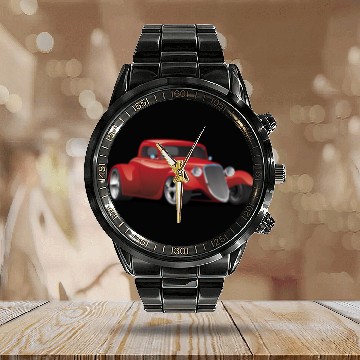 Discover Classic vintages Retro Custom Hot Rod Car Illustration 1 Calendar Steel Band Watch