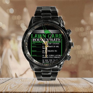 Discover Distressed Lawn Care Hourly Rate Pricing Chart Lawn Mowing Zip Calendar Steel Band Watch