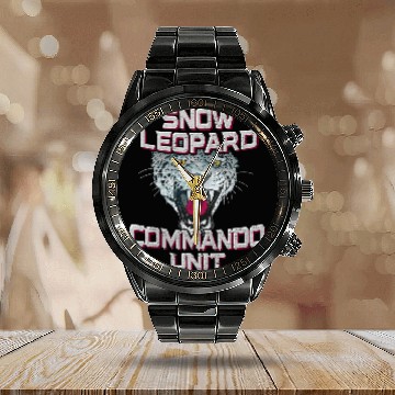 Discover Leopard Gift Chinese Special forces SWAT armys Snow Leopard Commando Calendar Steel Band Watch