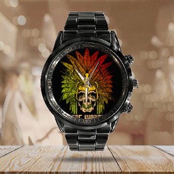 Discover Aztec Warrior King Mexico Aztec Art Mayas Calendar Steel Band Watch