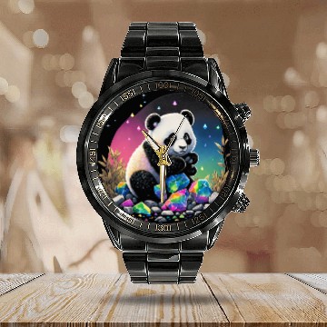 Discover Funny Bear Esoteric Panda Art Crystals Cute Illustration Design 2 2 Cute Bears Calendar Steel Band Watch