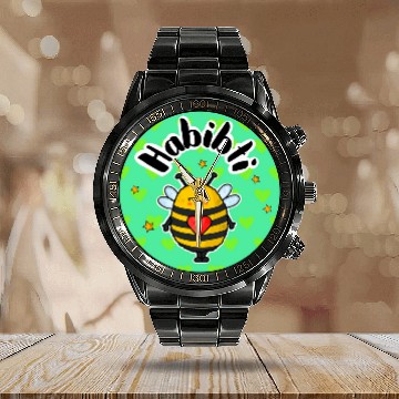Discover Habibti Cute Bumblebee design Calendar Steel Band Watch