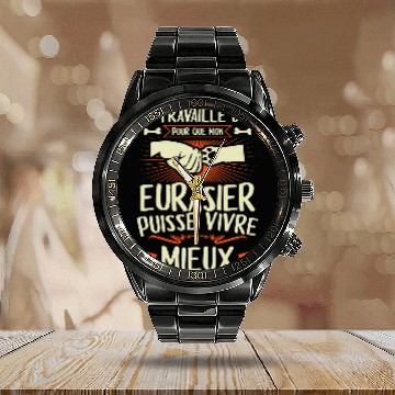 Discover Eurasier Gift for Women Men Dog Owner Calendar Steel Band Watch