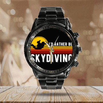 Discover Skydiving Gift Id Rather Be Skydiving Retro vintages Skydive Baseball Tees Calendar Steel Band Watch