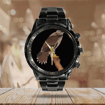 Discover Hawk Portrait Natural History Illustration Baseball Tees Calendar Steel Band Watch