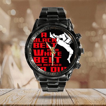Discover Refuse to Give Up Black Belt Taekwondo Karate Calendar Steel Band Watch