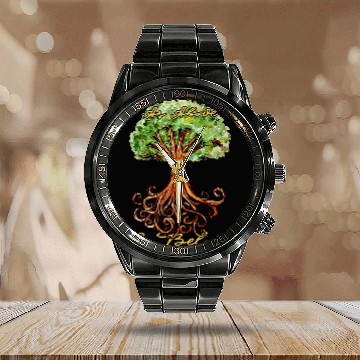 Discover As Above so Below druid art tree of life Calendar Steel Band Watch
