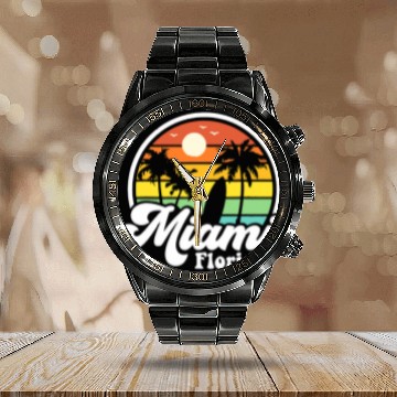 Discover Surf Life Miami Florida Dreaming Beach Palm Summer Vacation Surfing Baseball Tees Calendar Steel Band Watch