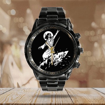 Discover Surf Life Jesus Christ Surfing Summer Surfboard Religious Calendar Steel Band Watch