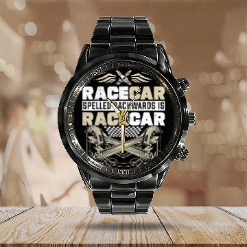 Discover Mechanic Car Guy Rececar Spelled Backwards Is Rececar Calendar Steel Band Watch