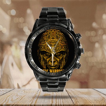 Discover Aztec Warrior King Mexican Native Art Mayans 11 Baseball Tees Calendar Steel Band Watch
