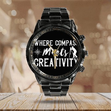 Discover Land Surveyor Where Compass Meets Land Surveying Analyst Calendar Steel Band Watch