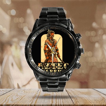 Discover Aztec Warrior King Mexican Native Art Mayans 5 Calendar Steel Band Watch