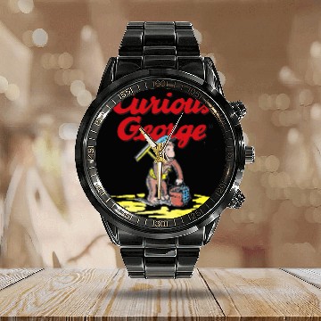 Discover curious george window cleaner portrait logo Calendar Steel Band Watch