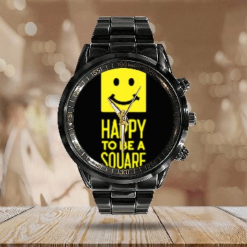 Discover Happy to be a Square Funny Positive Inspiration Zip Calendar Steel Band Watch