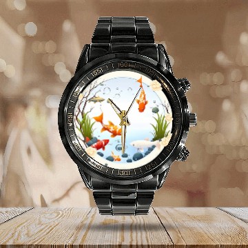 Discover Bold and Playful Statement Fun and Whimsical Koi Fish Baseball Tees Calendar Steel Band Watch