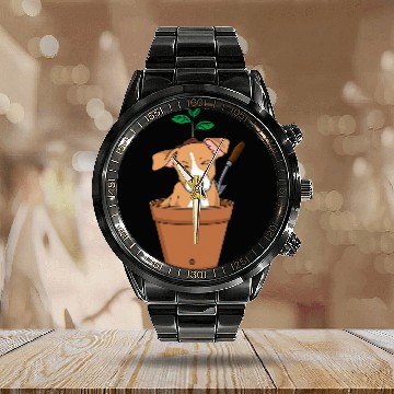 Discover Dog In Potting Plants Gardening Florist Calendar Steel Band Watch