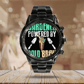 Discover Gardener Powered By Cold Brew Cool vintages Present Gift Baseball Tees Calendar Steel Band Watch