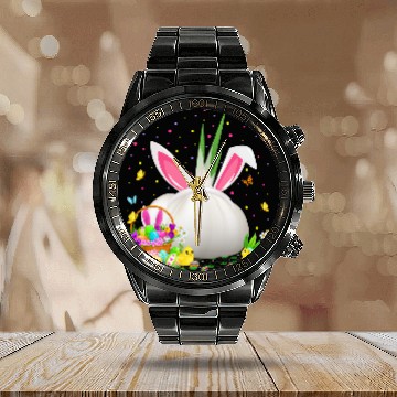 Discover Garlic Easter Egg Hunt Bunny Garlic Easter Sunday Calendar Steel Band Watch