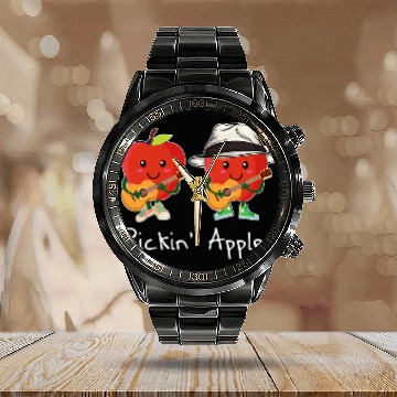 Discover Funny Cartoon Apples Pickin Guitar Cute Apple Picking Zip Calendar Steel Band Watch