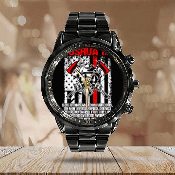 Discover Fireman Firefighter Thin Red Line Firefighter Bible Verse Joshua 19 42 Firemen Calendar Steel Band Watch