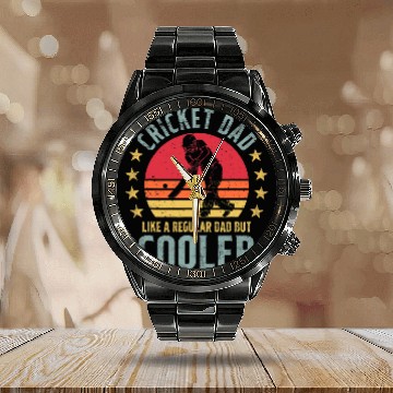 Discover Cricket Fan Dad Like A Regular Dad But Cooler Retro Vintage Baseball Tees Calendar Steel Band Watch
