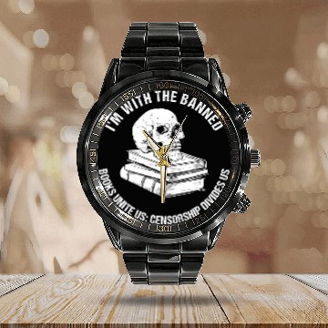 Discover Reading Book Im With The Banned Books Funny Book Lover Librarian Reading 2 Reader Calendar Steel Band Watch