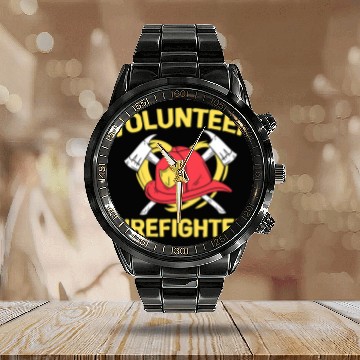 Discover Fireman Firefighter Volunteer Firefighter fires Brigade Helper Lifesaver Firemen Calendar Steel Band Watch