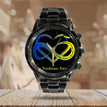 Discover I Wear Blue Yellow For Down Syndromes Awareness Warrior Calendar Steel Band Watch