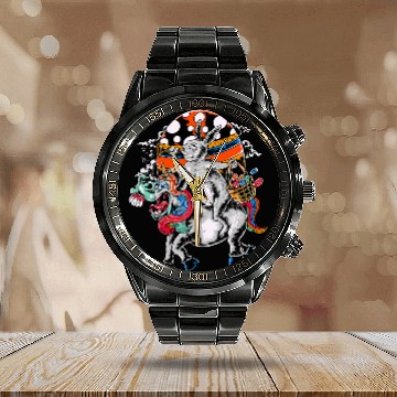 Discover Funny crazys Easter Bunny Riding Unicorns For Kids I Adults Calendar Steel Band Watch