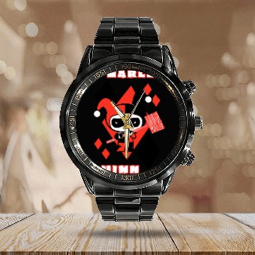 Discover DC Comics Harley Quinn Chibi Diamond Portrait Logo Calendar Steel Band Watch
