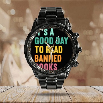 Discover Reading Book Its A Good Day To Read Banned Books Nerd Librarian vintages Reader Baseball Tees Calendar Steel Band Watch